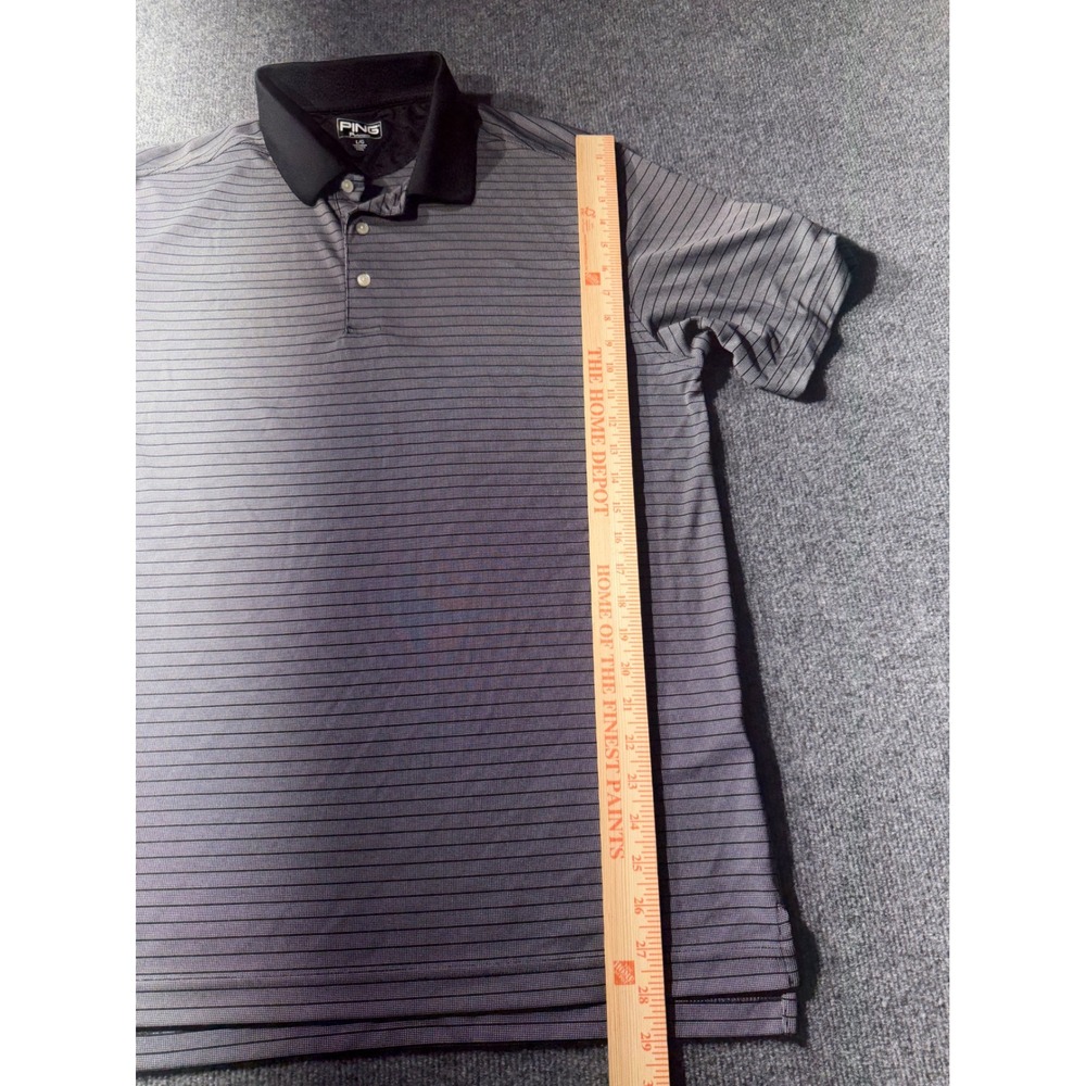 Ping Performance Polo Shirt Mens Large Grey Excellent Striped Birdie Golf Top - Picture 10 of 11